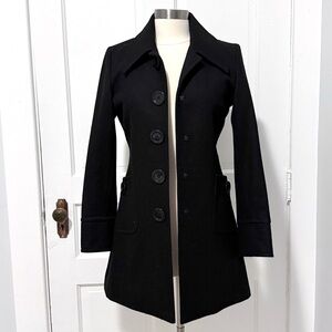 Tulle Mod Black Wool Blend Coat